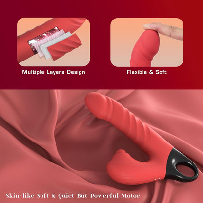 3 in 1 G Spot Vibrator Clitoral Stimulator with 3 Thrust 5 Pulsating 10 Vibrating Modes