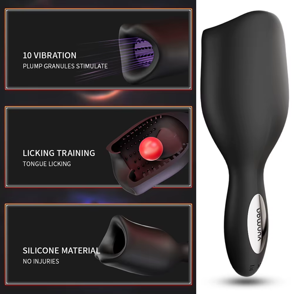 Electric Penis Trainer Massager Oral Masturbator with 10 Vibration Modes