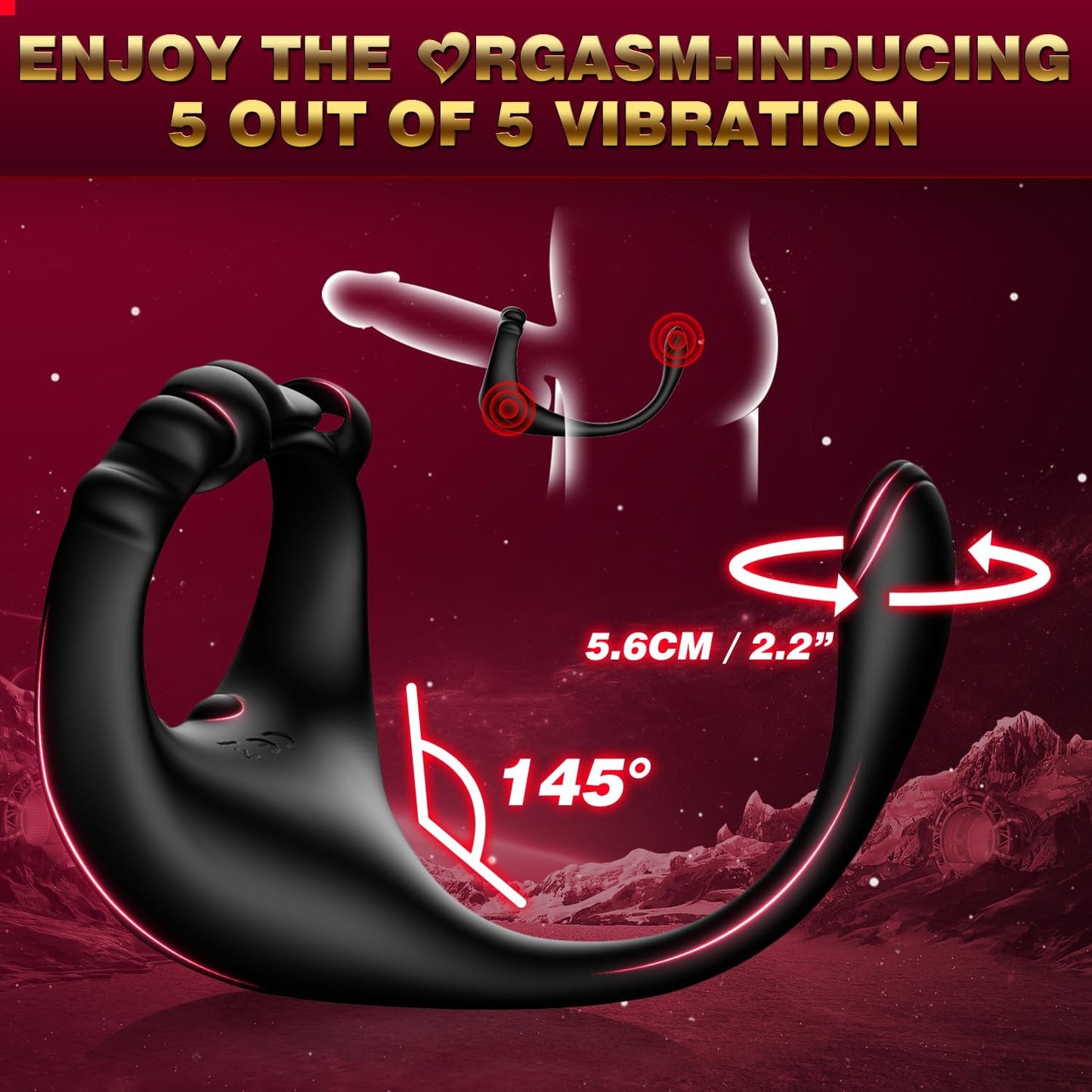 4 in 1 Prostate Massager Penis Ring Butt Plug with 10  Powerful Vibration Modes