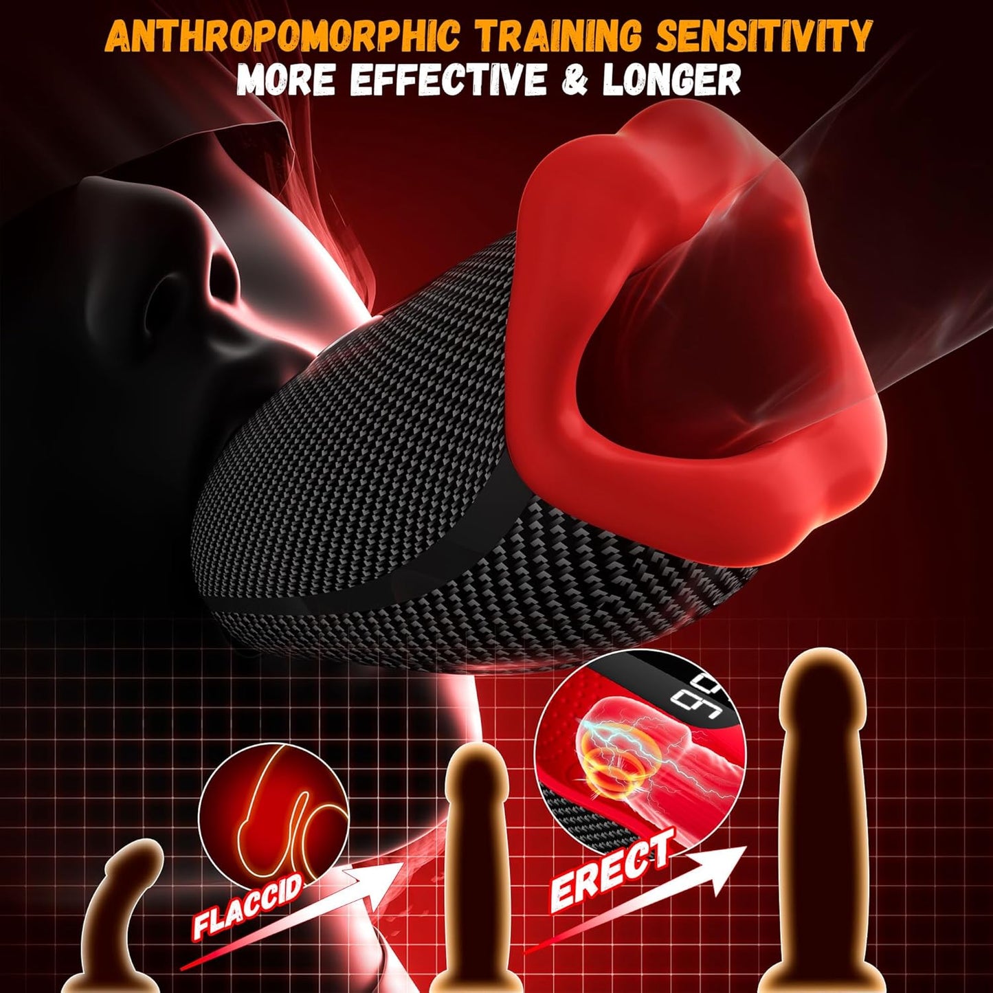 Electric Masturbator Penis Trainer Glans Vibrator with 9*9 Tapping & Licking Modes