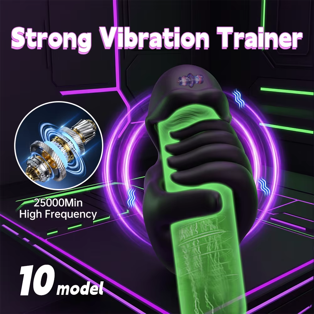 Glans Trainer Penis Vibrator Stimulator Masturbator with 10 Vibration Modes & Twist & Rub