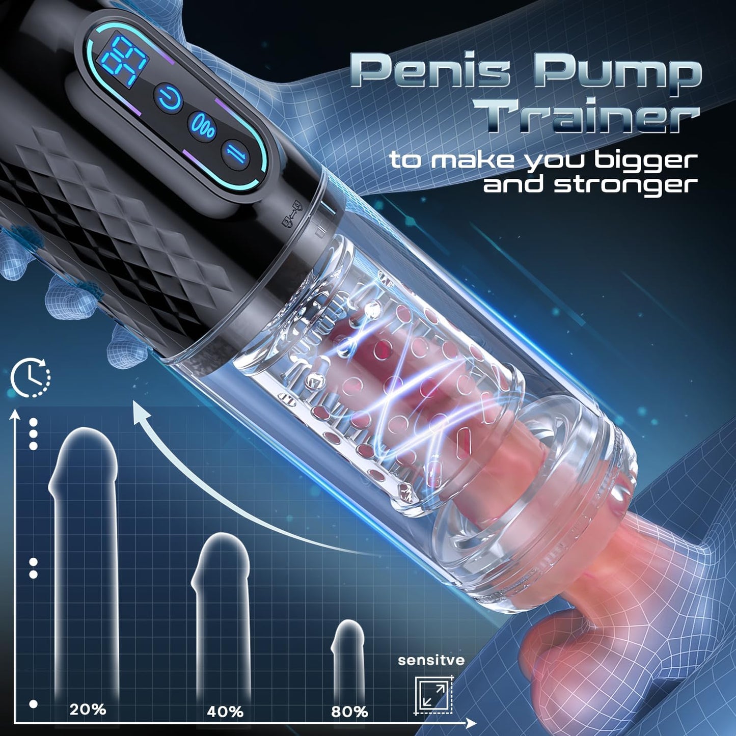 3 In 1 Automatic Male Masturbator Penis Pump with 9 Sucking & Thrusting & Rotating