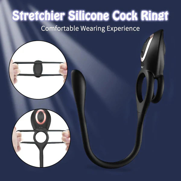 3 in 1 Prostate Massager Anal Vibrator Cock Ring with 10 Vibration Modes