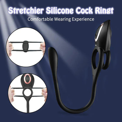 3 in 1 Prostate Massager Anal Vibrator Cock Ring with 10 Vibration Modes