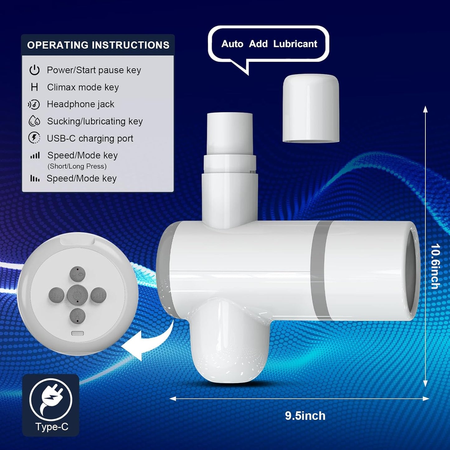 Hand Free  Automatic Masturbator Penis Pump Stroker with 8 Thrusting & Sucking Modes