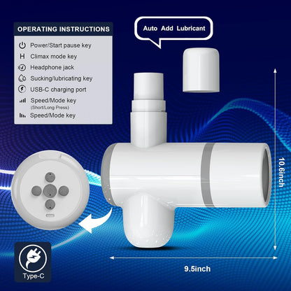 Hand Free  Automatic Masturbator Penis Pump Stroker with 8 Thrusting & Sucking Modes