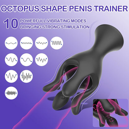 360° Wraping Penis Vibrator Tentacle Stimulator with 10 Vibrating Modes