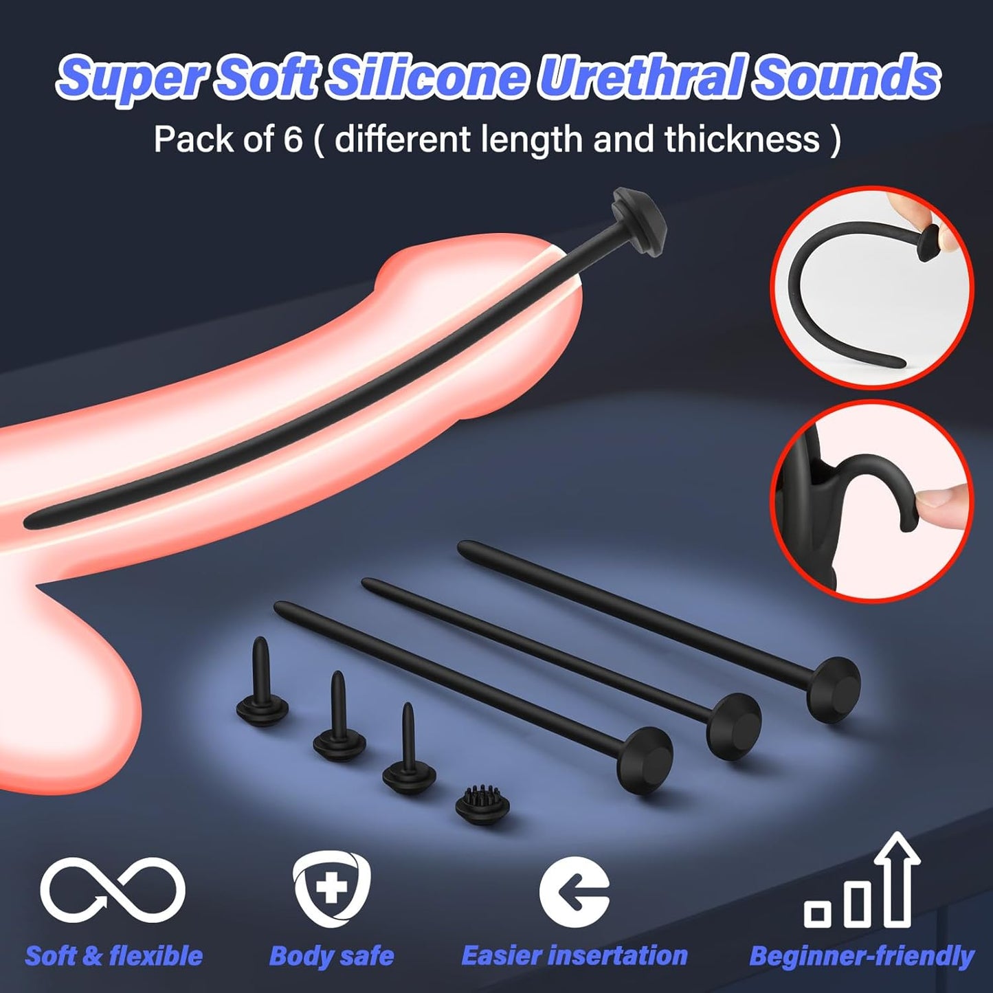 Penis Vibrator Stimulator Urethral Sounds Set Msturbator with 10 Vibrations