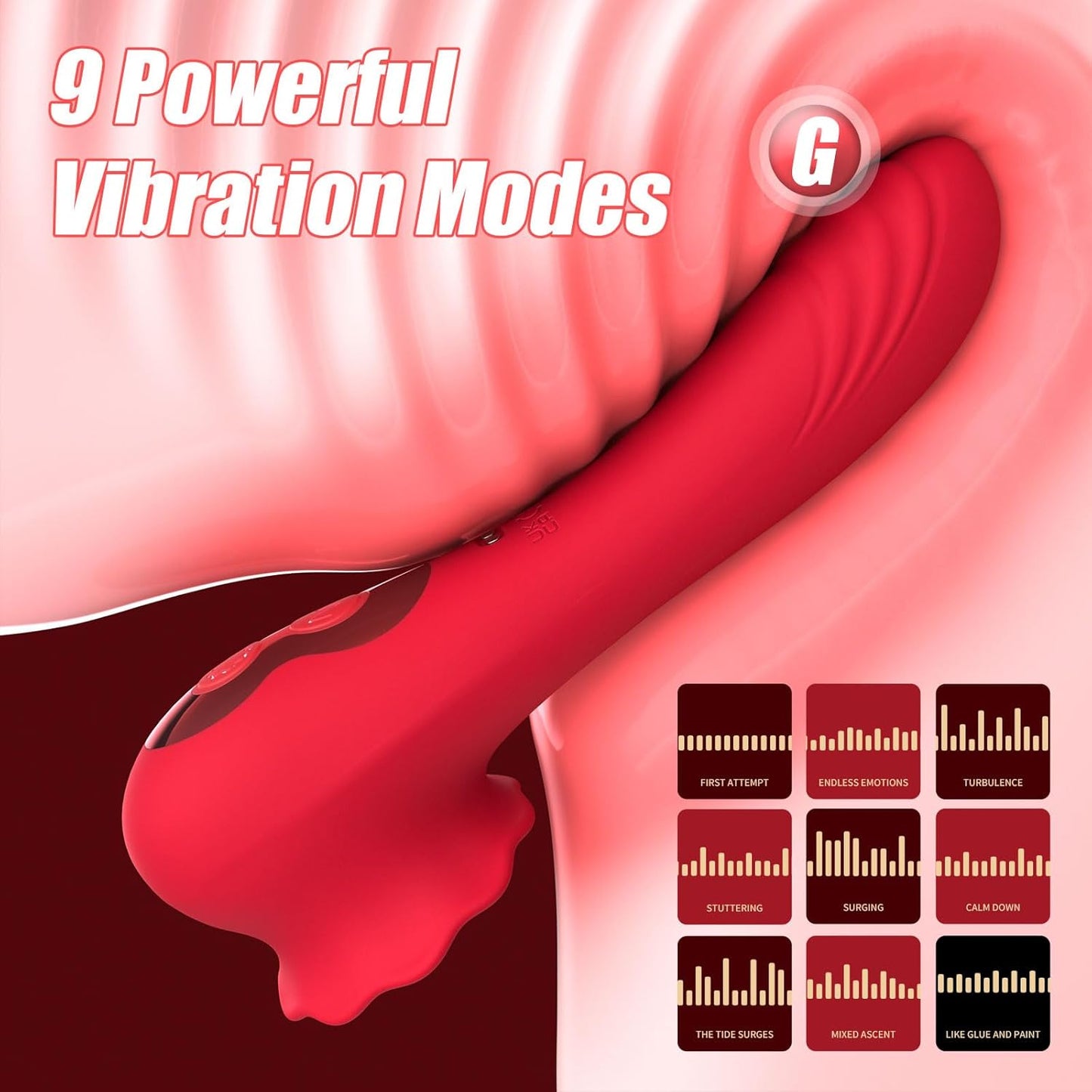 2 in 1 Rose Vibrator Clitoral Stimulator with 9 Flapping Modes