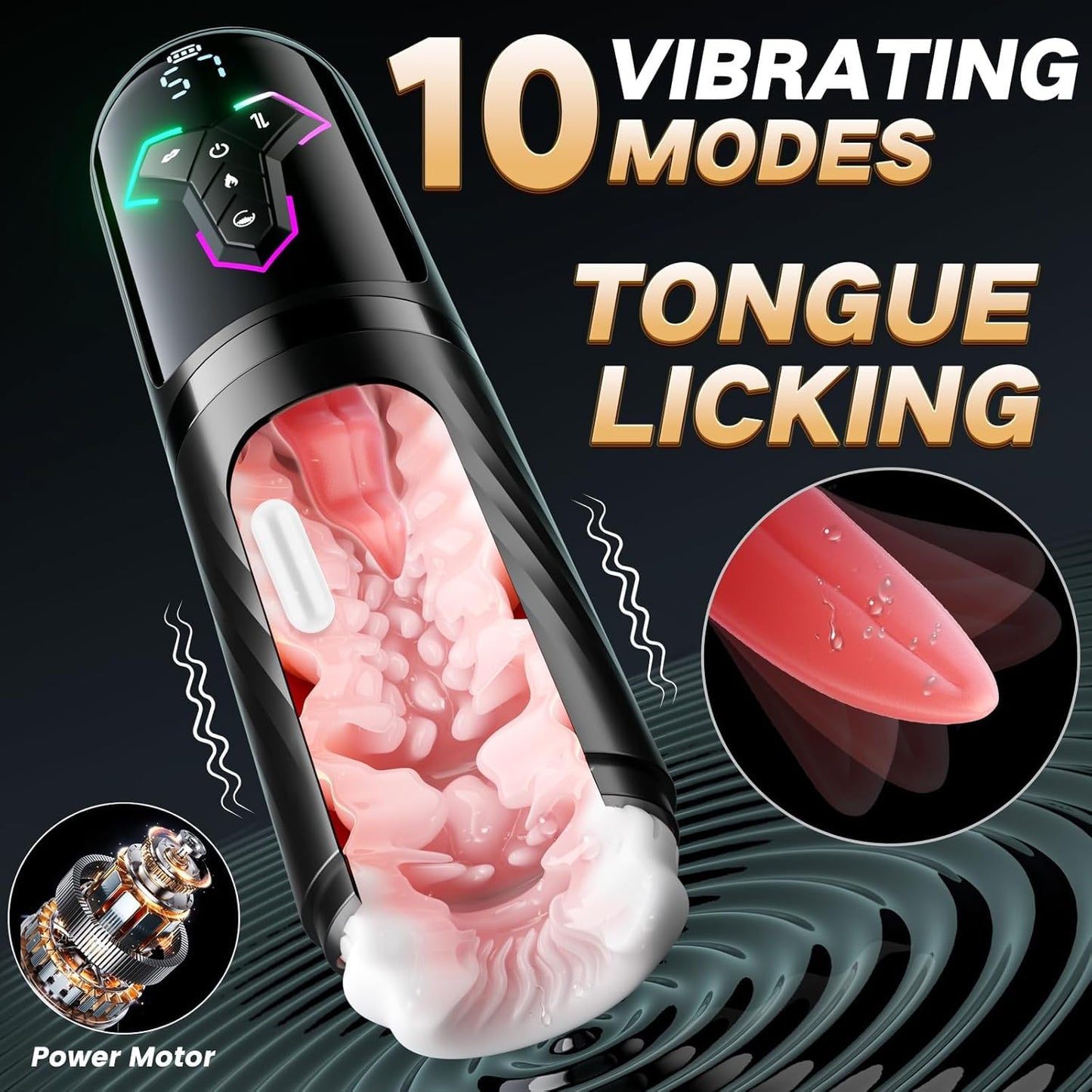 Automatic Masturbator Stroker Blowjob with 10 Vibrating & Licking 7 Thrusting & 5 Sucking