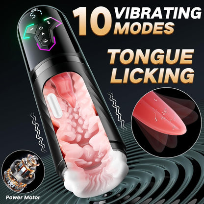 Automatic Masturbator Stroker Blowjob with 10 Vibrating & Licking 7 Thrusting & 5 Sucking