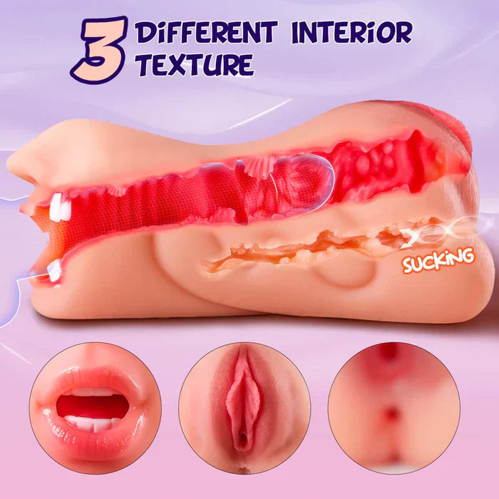 2 Chanels Portable Realistic Blowjob Stimulator Pocket Pussy