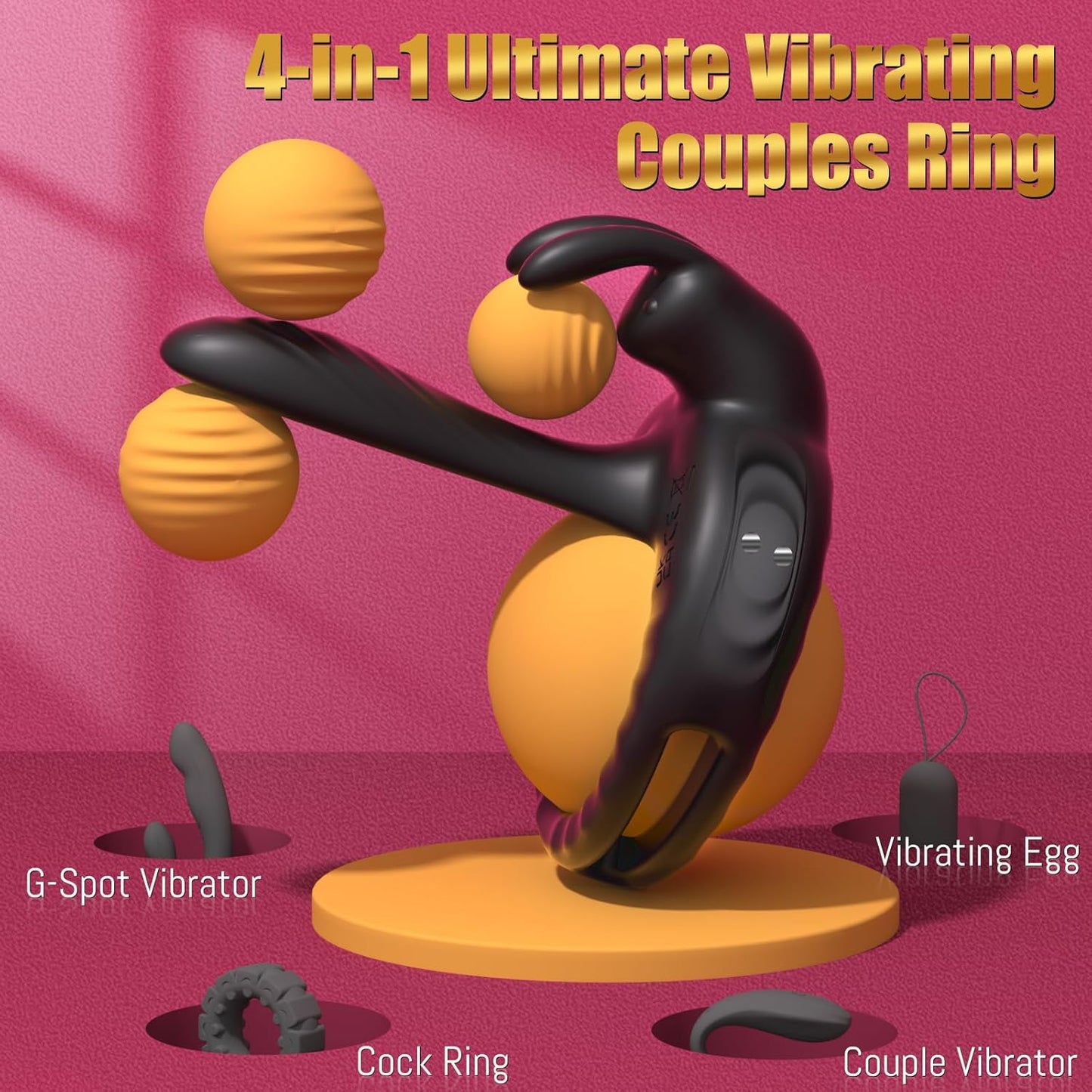 4-in-1 Ultimate Cock Ring Penis Extender with 10 Speeds & Patterns