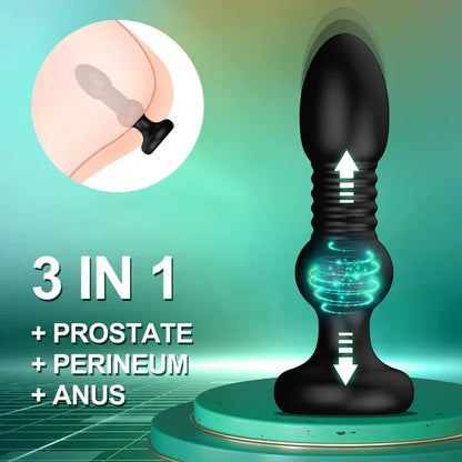 2 IN 1 Anal Plug Vibrator Training Kit Prostate Massager with 5 Thrusting & Vibration Modes