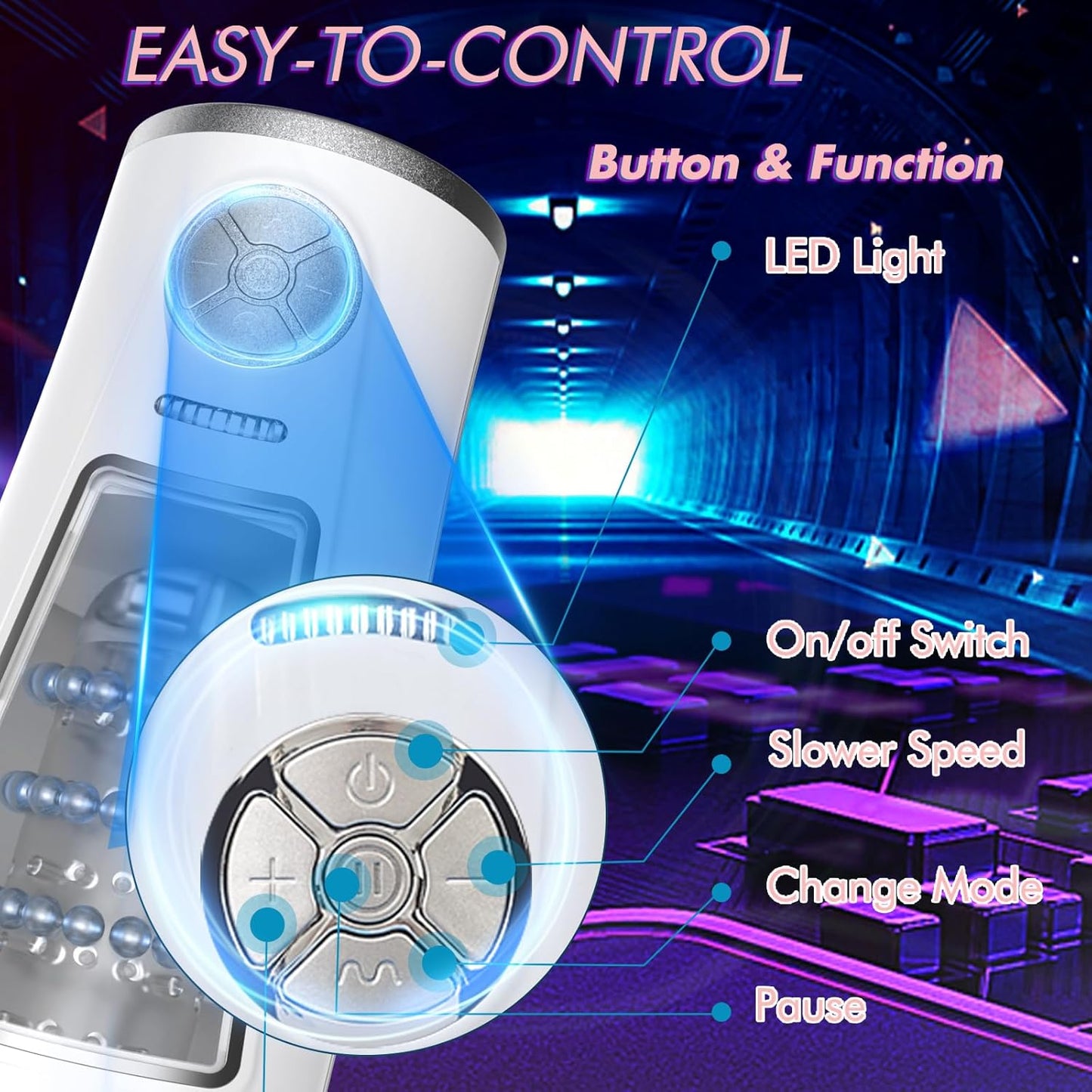 3 Adjustable Beaded Stroking Automatic Masturbator with 7 Modes & 3 Speeds