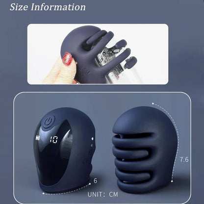 LCD Display Electric Penis Trainer Glans Stimulator with 10 Vibration Modes