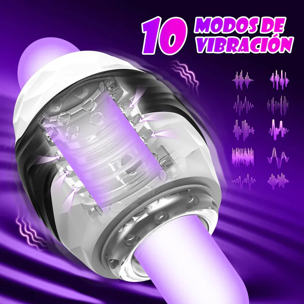 Automatic Masturbator Penis Trainer Vibrator Stroker Blowjob with 10 Vibration Modes