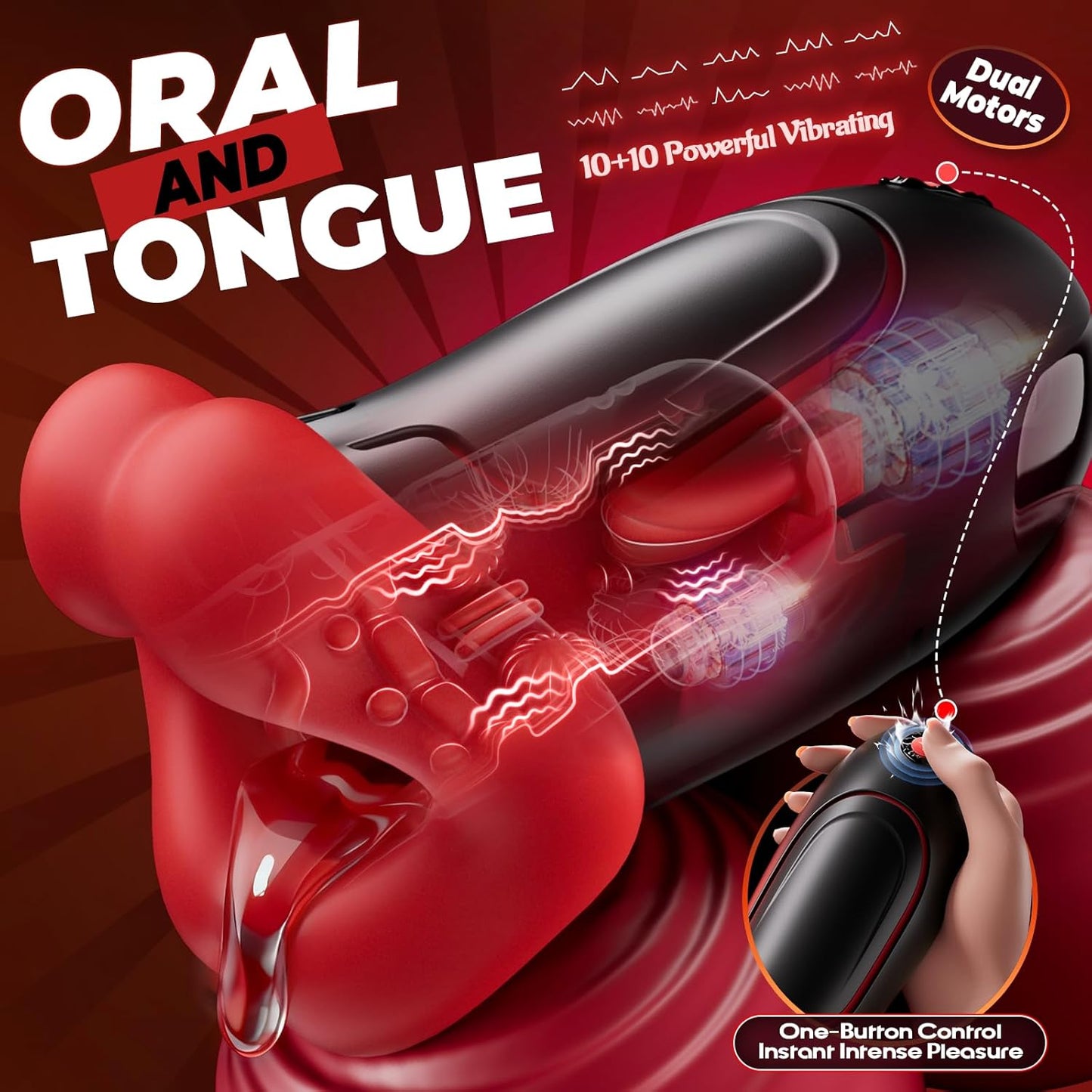 APP Control Squeezable Masturbator Stroker Blowjob with 10 Vibrations & Tongue Modes