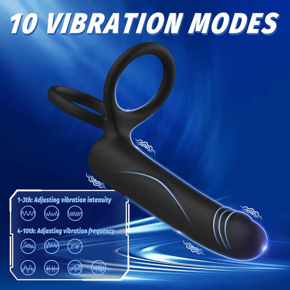 3 IN 1 Anal Dildo Vibrator Butt Plug with 10 Vibration Modes
