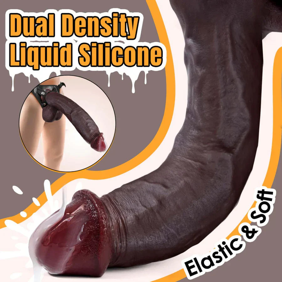 10.8 inch Huge Silicone Realistic Black Dildo with Suction Cup