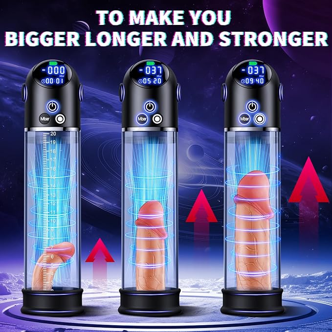 LED Display Dick Vacuum Penis Pump Masturbator with 4 Suction Modes