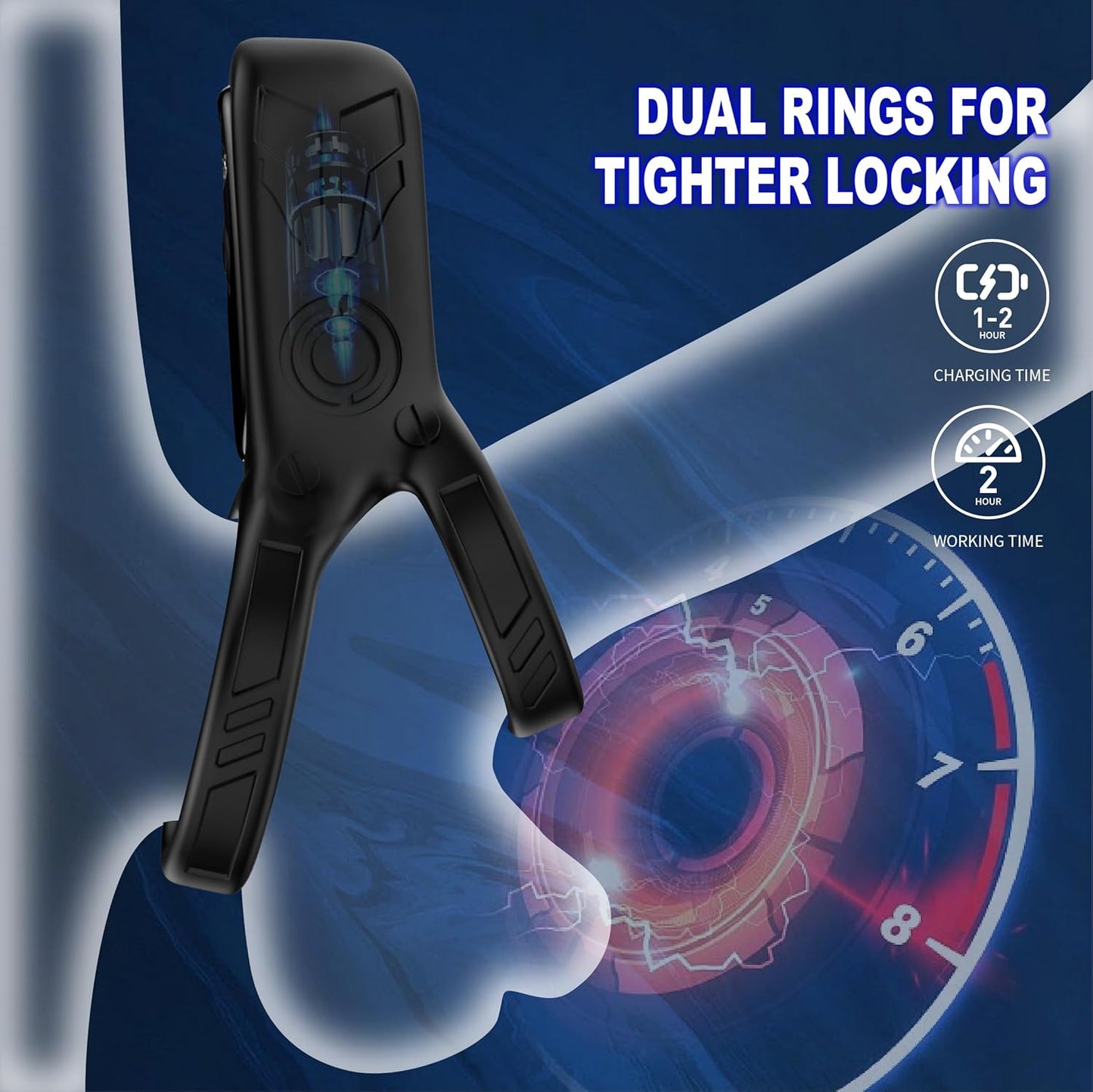 Dual Ring Penis Trainer Vibrator Chastity Devices with 9 Vibration Modes