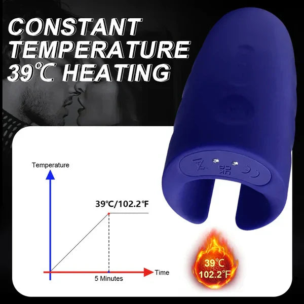 Heating Penis Trainer Glans Massager with 6 Vibration Modes & 4 Tapping Modes