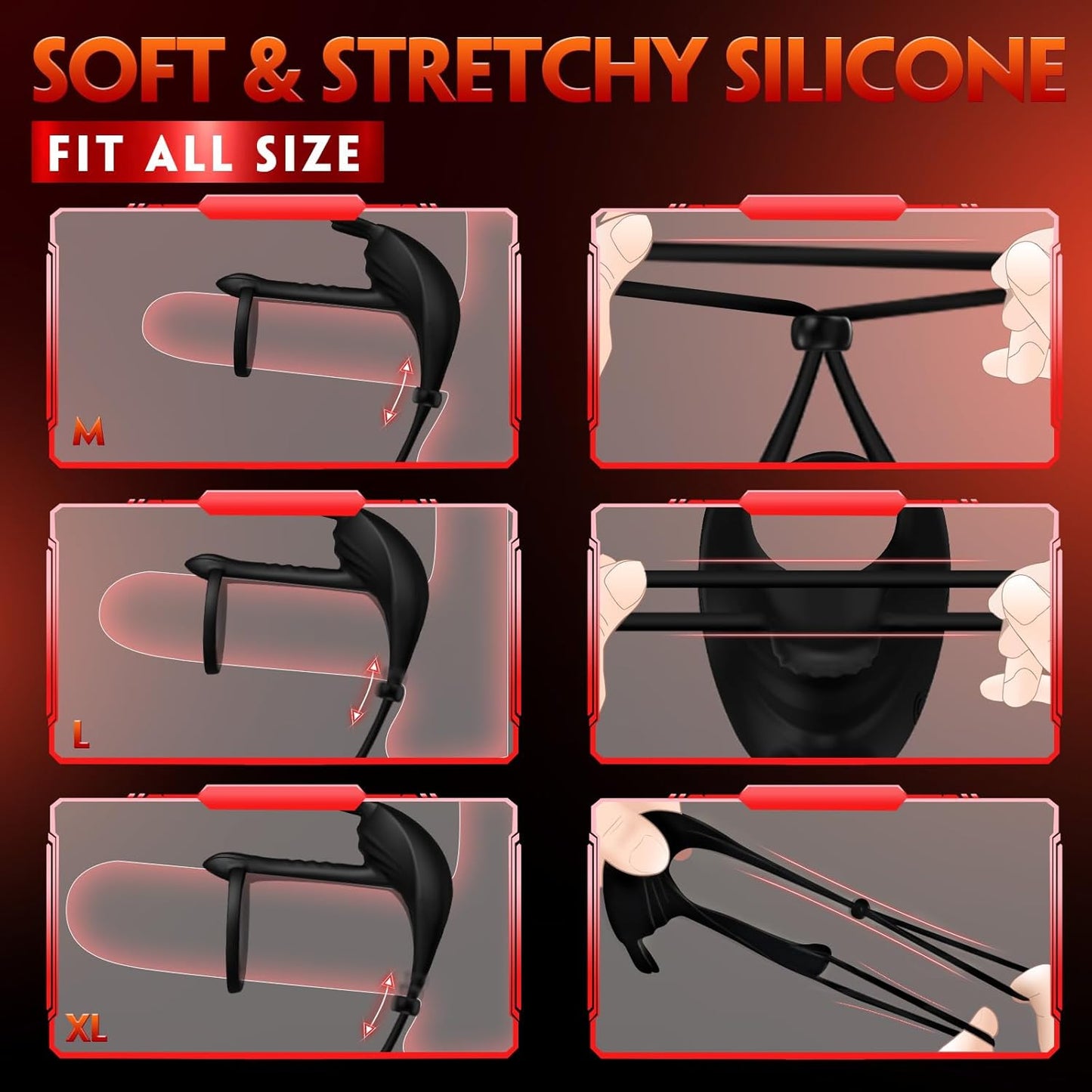 3 IN 1 Adjustable Penis Ring Male Vibrator with 7 Vibration Modes