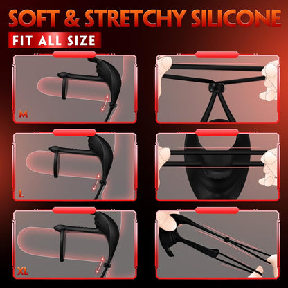 3 IN 1 Adjustable Penis Ring Male Vibrator with 7 Vibration Modes