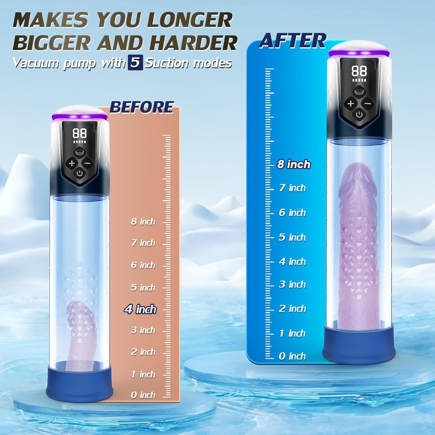 LED Display Electric Penis Pump with 5 Training & Training Pressures & Sucking Modes