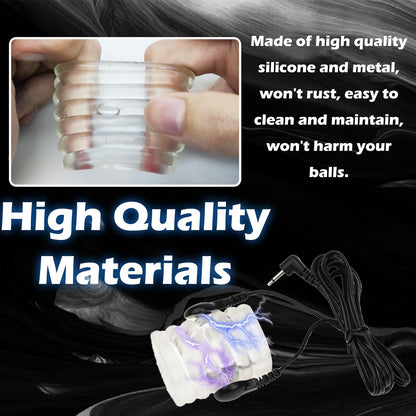 E-stim Testicle Bondage Crusher Pennis Ring Chastity BDSM with 4 Electric Shock Modes