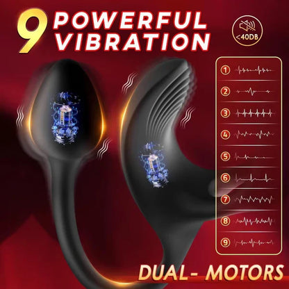 4 IN 1 Penis Vibrator Cock Ring Prostate Massagers Anal Toys with 9 Vibration Modes