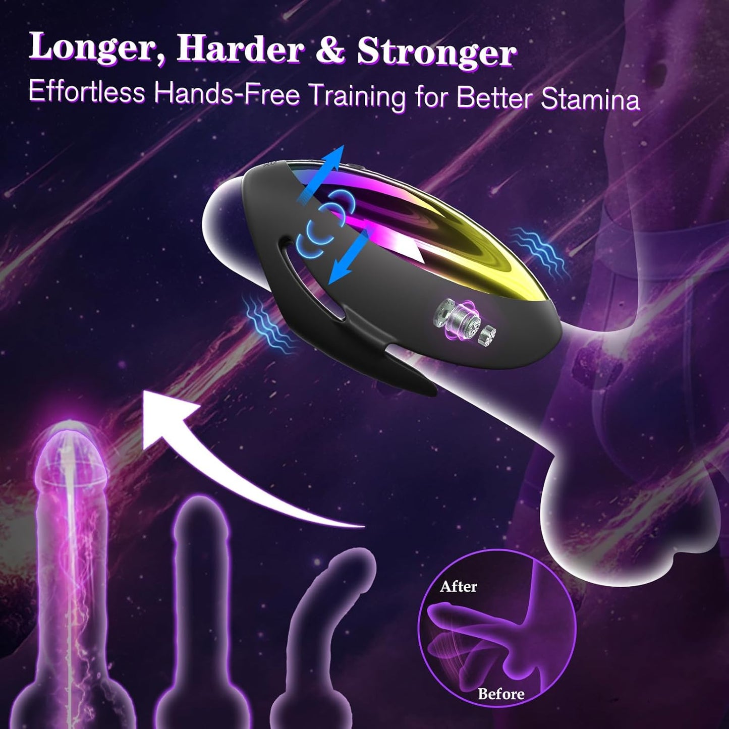 Hands Free Penis Vibrator Stroker Trainer Blowjob with 9 Tapping & Vibrating Modes