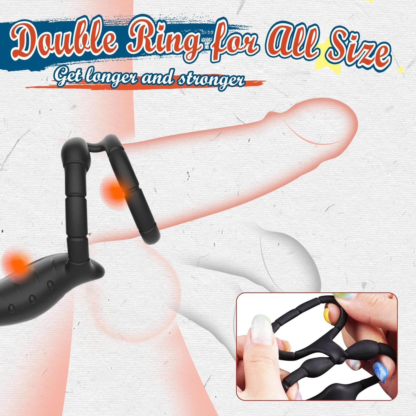 Dual Penis Ring Prostate Massager Anal Vibrator Butt Plug with 9 Vibration Modes