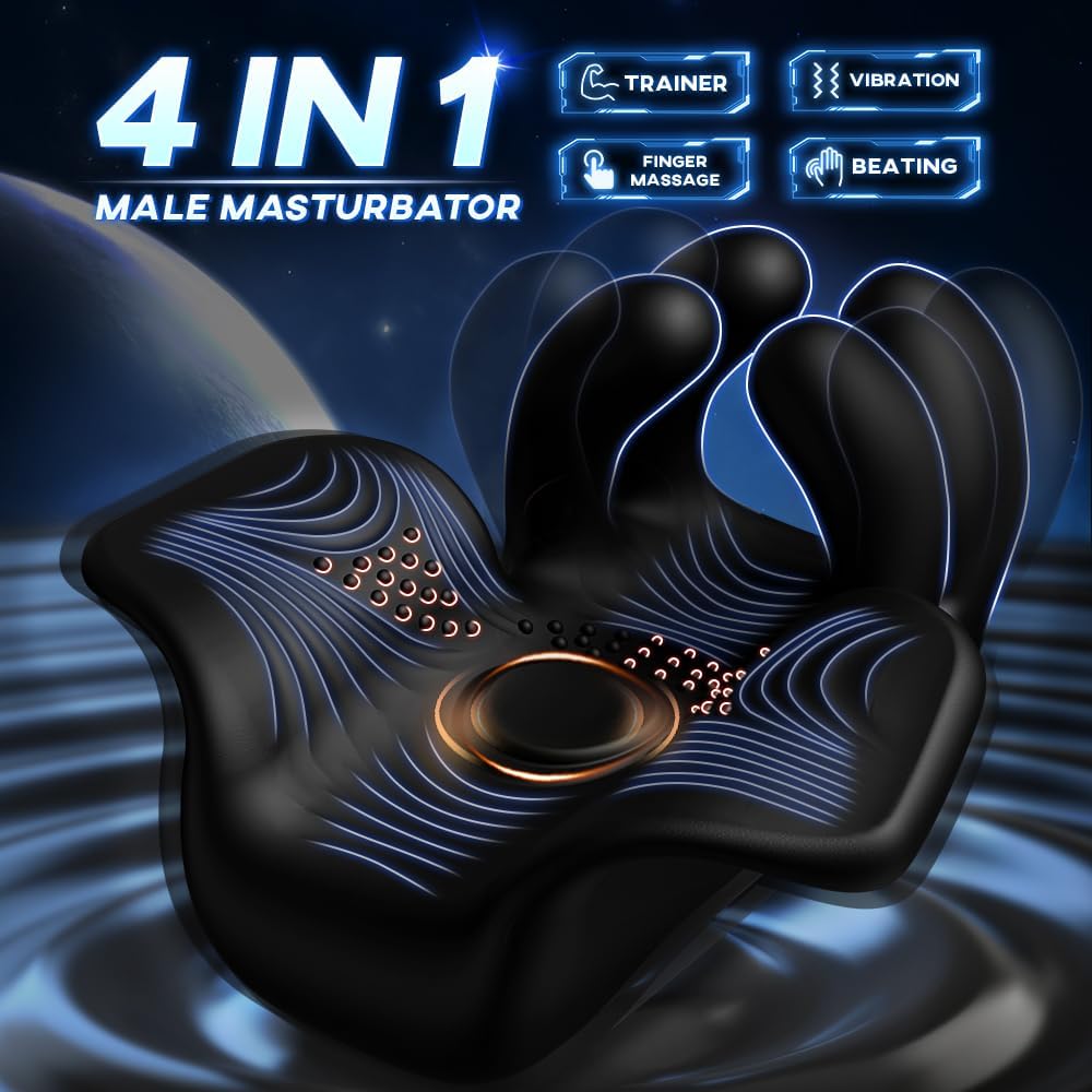 Electric Penis Trainer Glans Vibrator with 10 Massaging & Tapping & Vibrating