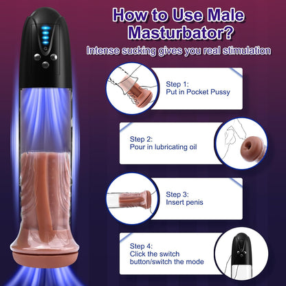 Automatic Penis Enlargement Pump Male Masturbator with 4 Suction Modes