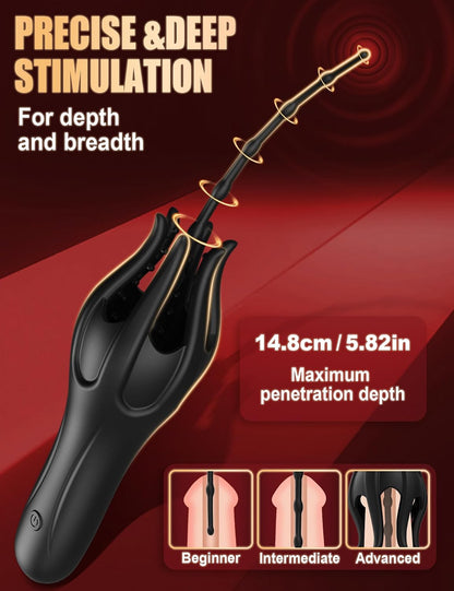 360° Wrapped Penis Trainer Vibrator Urethral Plug Dilators with 10 Vibration Modes