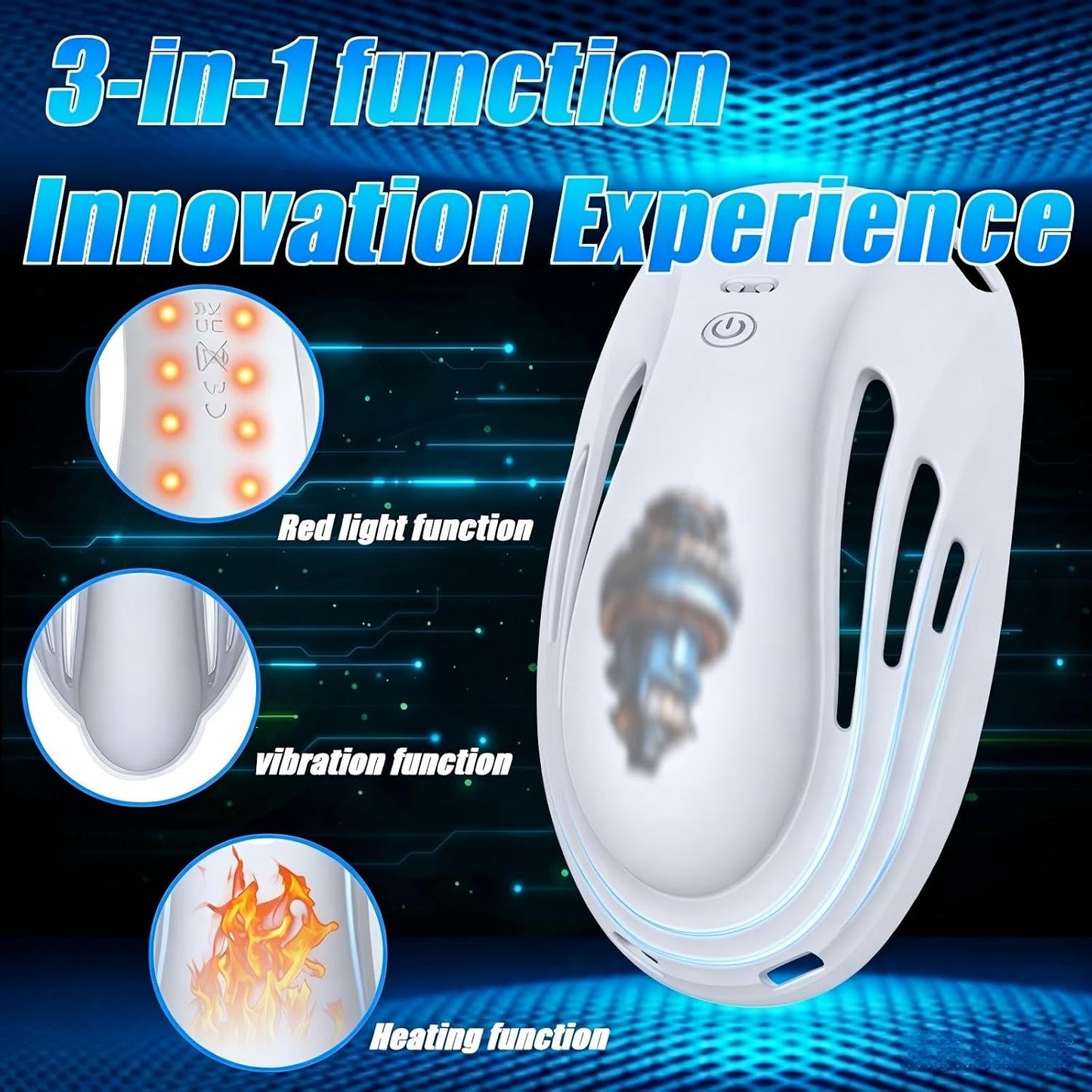 Penis Trainer Vibrator Bondage Cage Glans Stimulator with 9 Vibration & Heating Modes