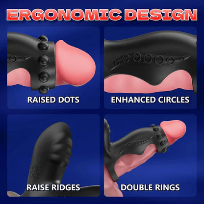 360° Raised Grains Penis Ring Trainer Masturbator with 9 Vibrating Modes