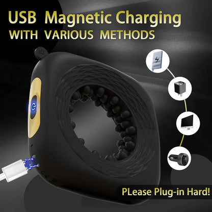 Electric Ring Stroker Glans Trainer Masturbator with 10 Powerful Vibration Modes