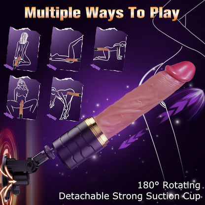 Sex Machine Realistic Thrusting Dildo Vibrator with 7 Thrusting & Vibration Modes