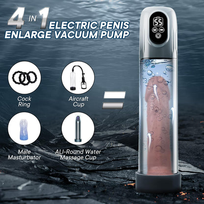 4 IN 1 Electric Penis Pump Enlarger with 4 Training Pressure & 5 Suction Modes