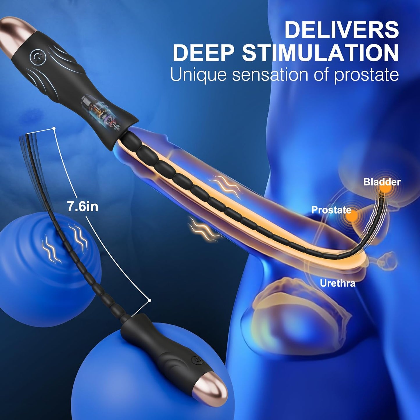 Penis Trainer Plug Vibrator Sounding Rods Urethra Stimulator with 10 Vibration Modes