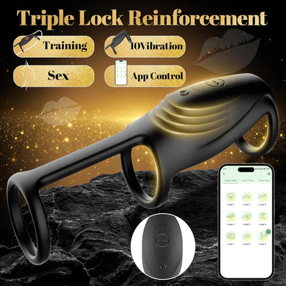 Electric Penis Trainer Cock Ring Massager Sleeve with 10 Vibration Modes