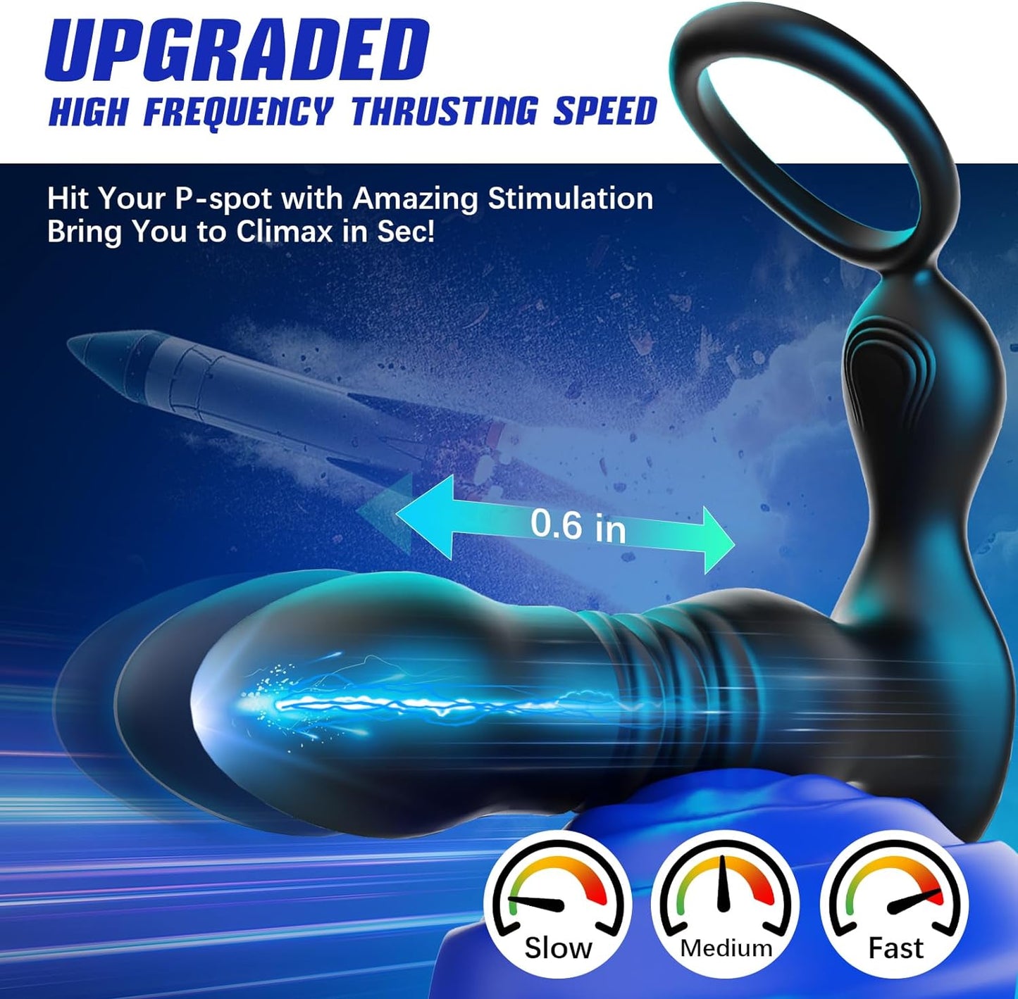 3 IN 1 Prostate Massager Anal Vibrator Penis Ring with 7 Thrusting & 7 Vibrating  Modes