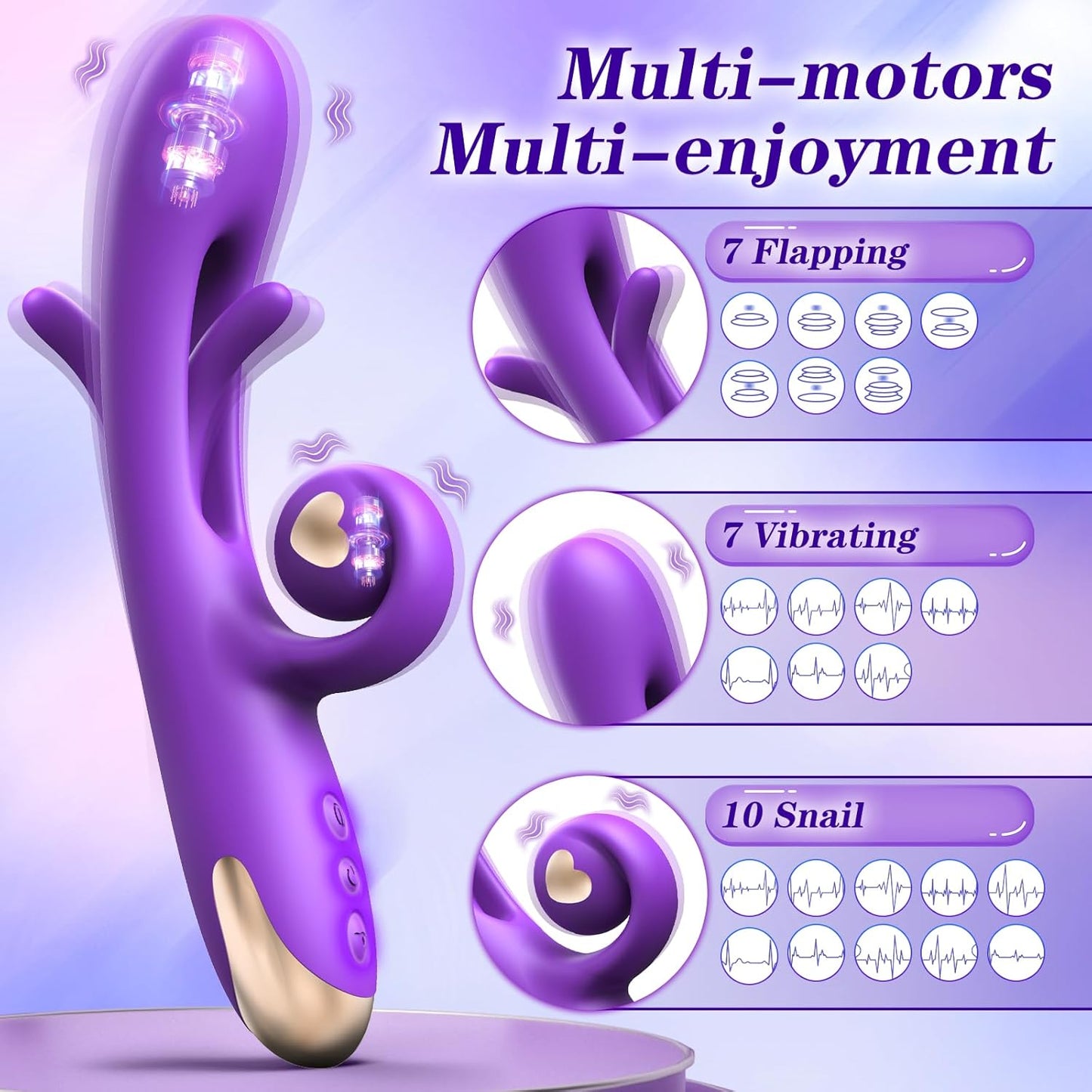 3 in 1 G Spot Rabbit Vibrator with 10 Vibration 7 Flapping Modes
