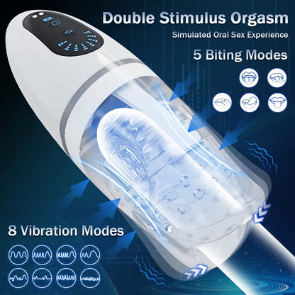 Electric Glans Penis Trainer Masturbator Cup with 5 Bites & 8 Vibration Modes