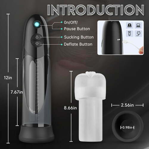 Triple-frequency Vacuum Suction with Super Waterproof Penis Pump