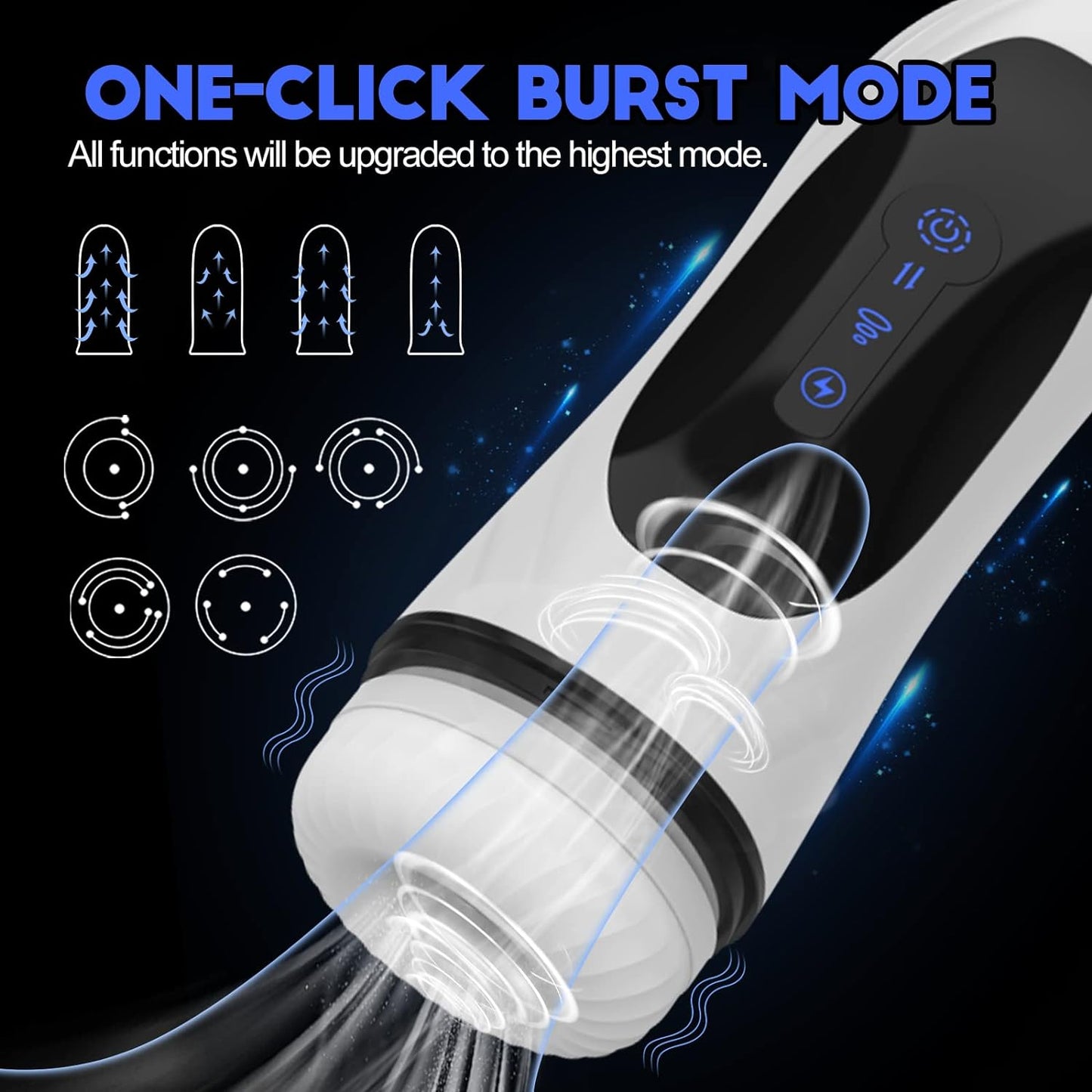 3 in 1 Automatic Male Masturbator with 5 Thrusting & 4 Suction & 7 Vibration Modes