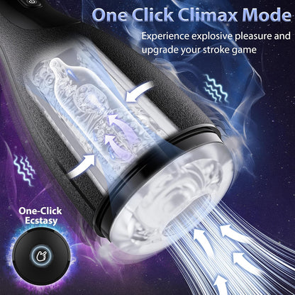 Automatic Masturbator Stroker Penis Pump with 3 Squeezing & 3 Suctions & 10 Vibrations Modes